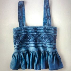 American Eagle Denim Embroidered Tank